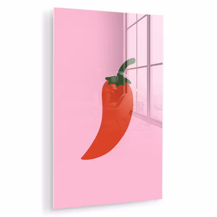 Glas schilderij - Peper - Rood - Illustratie — 1