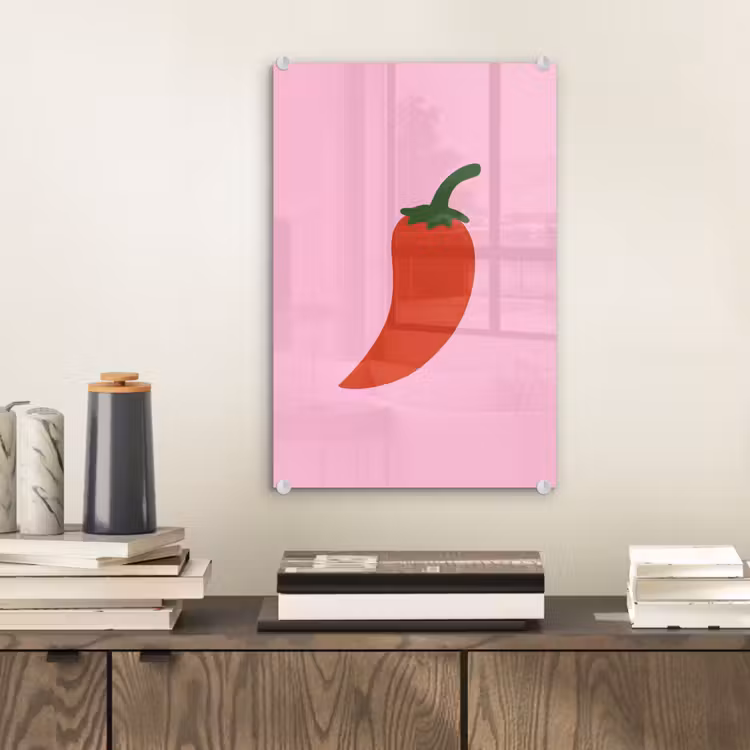 Glas schilderij - Peper - Rood - Illustratie — 2