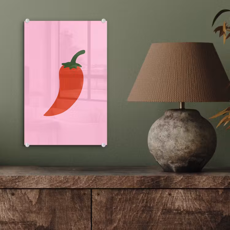Glas schilderij - Peper - Rood - Illustratie — 4