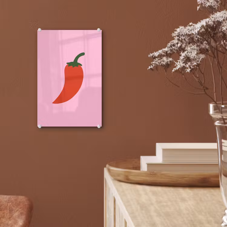 Glas schilderij - Peper - Rood - Illustratie — 6