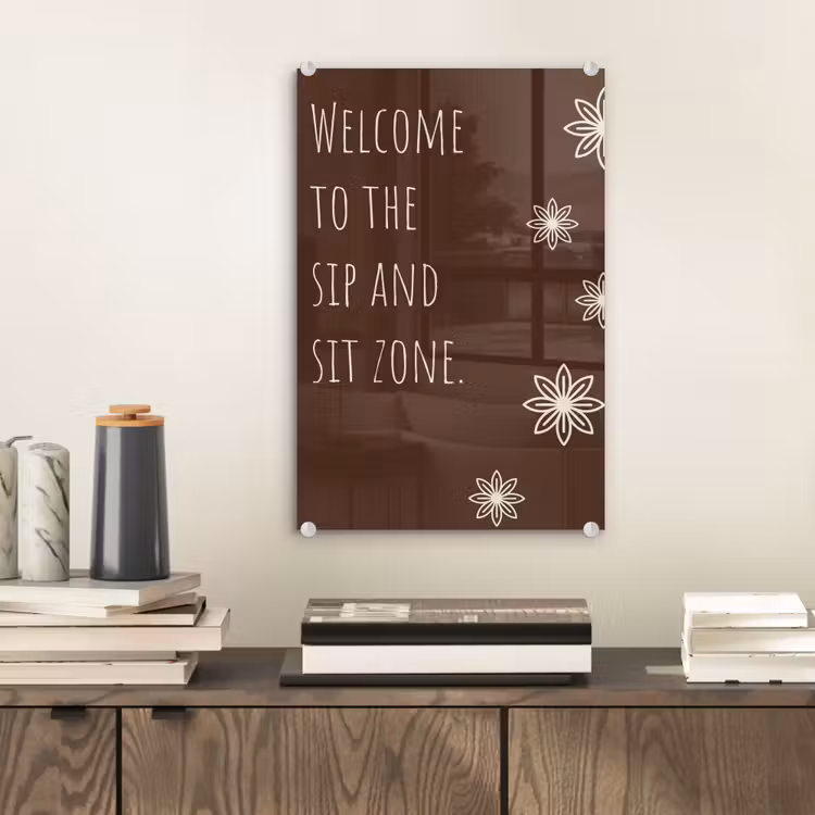 Glas schilderij - Bruin - Quote - Bloemen - Zomer — 2