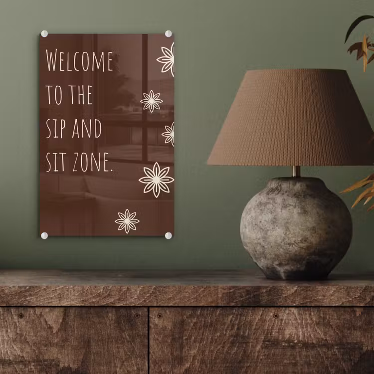 Glas schilderij - Bruin - Quote - Bloemen - Zomer — 4
