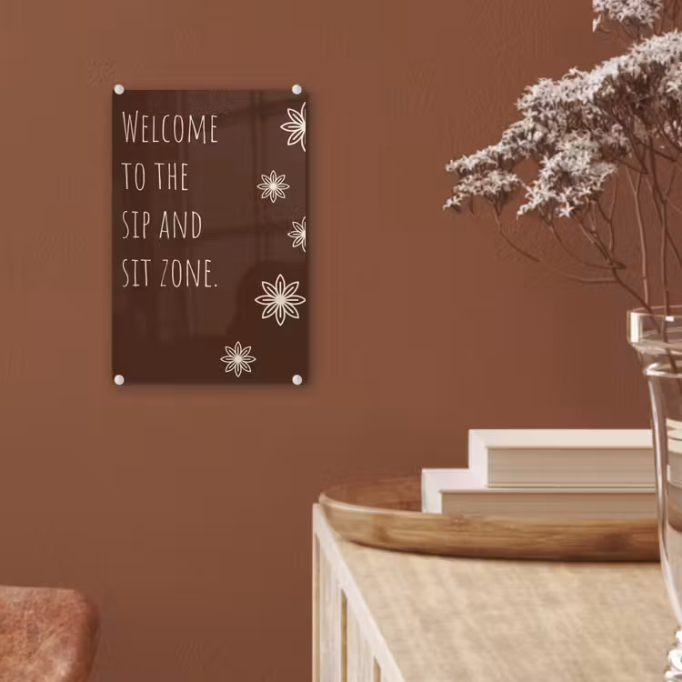 Glas schilderij - Bruin - Quote - Bloemen - Zomer — 6
