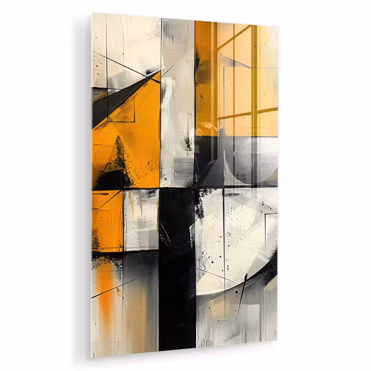 Glas schilderij - Geel - Abstract - Modern - Vormen — 1