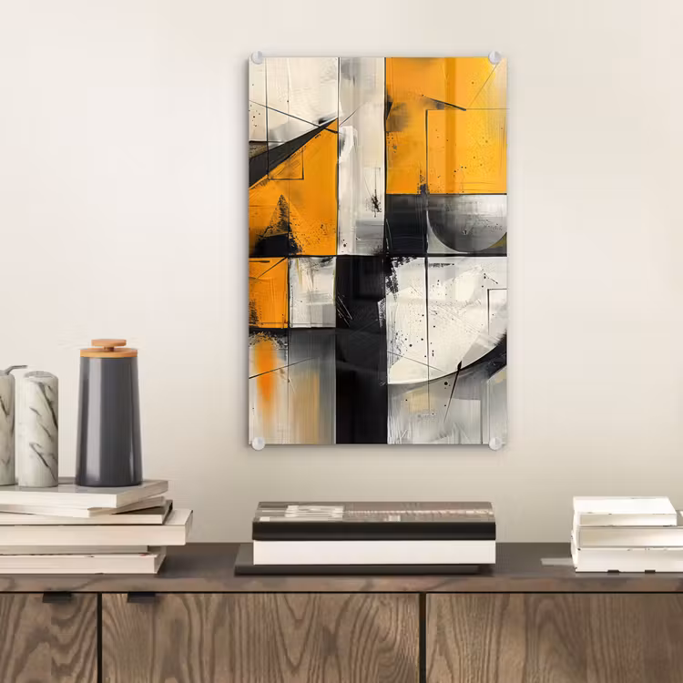 Glas schilderij - Geel - Abstract - Modern - Vormen — 2
