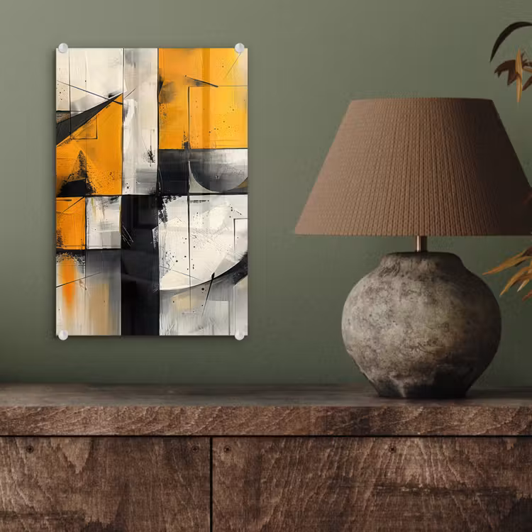 Glas schilderij - Geel - Abstract - Modern - Vormen — 4
