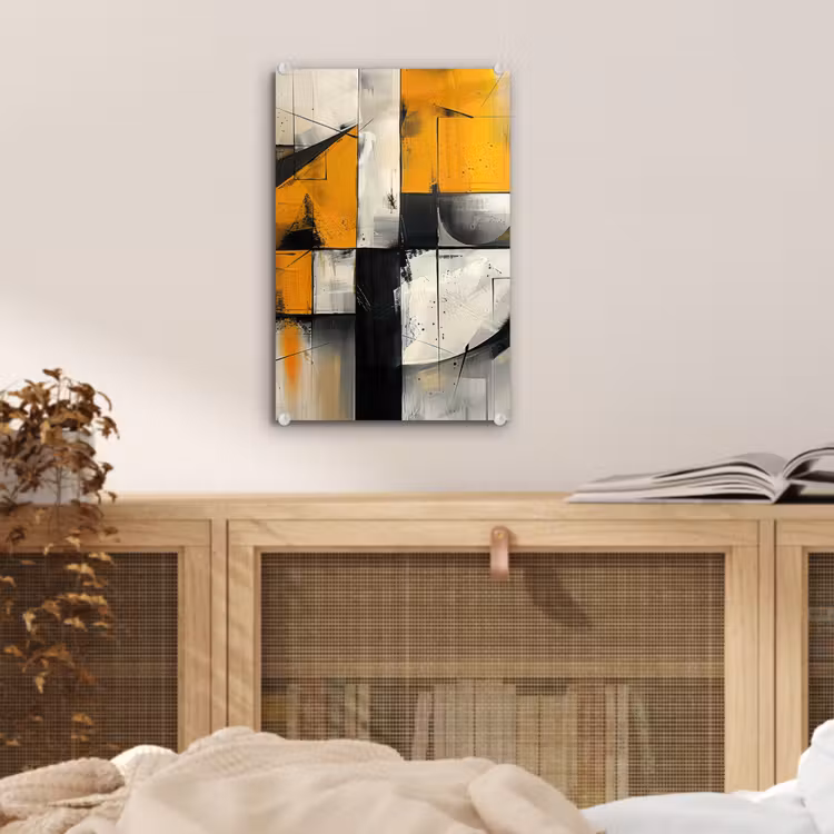 Glas schilderij - Geel - Abstract - Modern - Vormen — 5