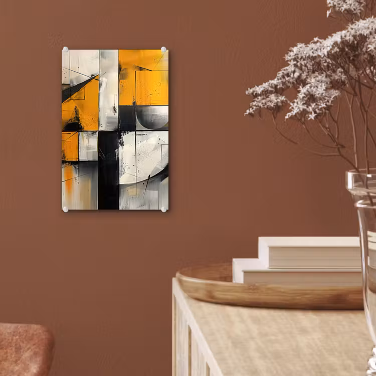 Glas schilderij - Geel - Abstract - Modern - Vormen — 6