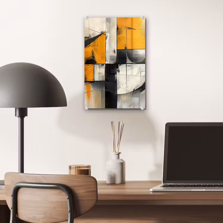Glas schilderij - Geel - Abstract - Modern - Vormen — 7