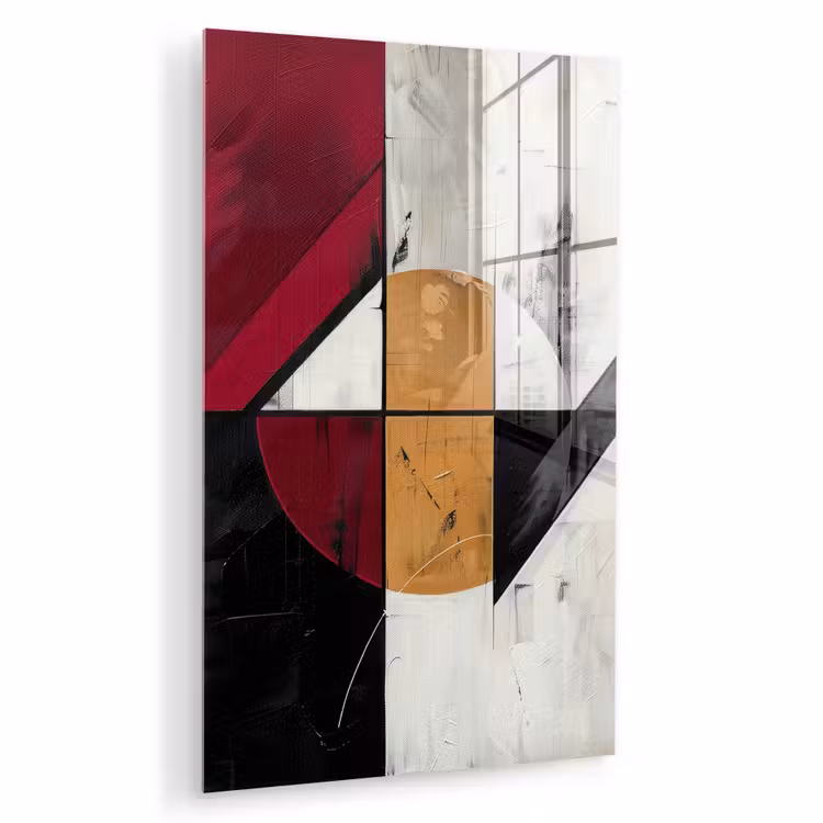 Glas schilderij - Modern - Abstract - Geometrisch - Rood - Industrieel — 1