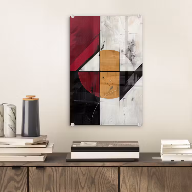 Glas schilderij - Modern - Abstract - Geometrisch - Rood - Industrieel — 2