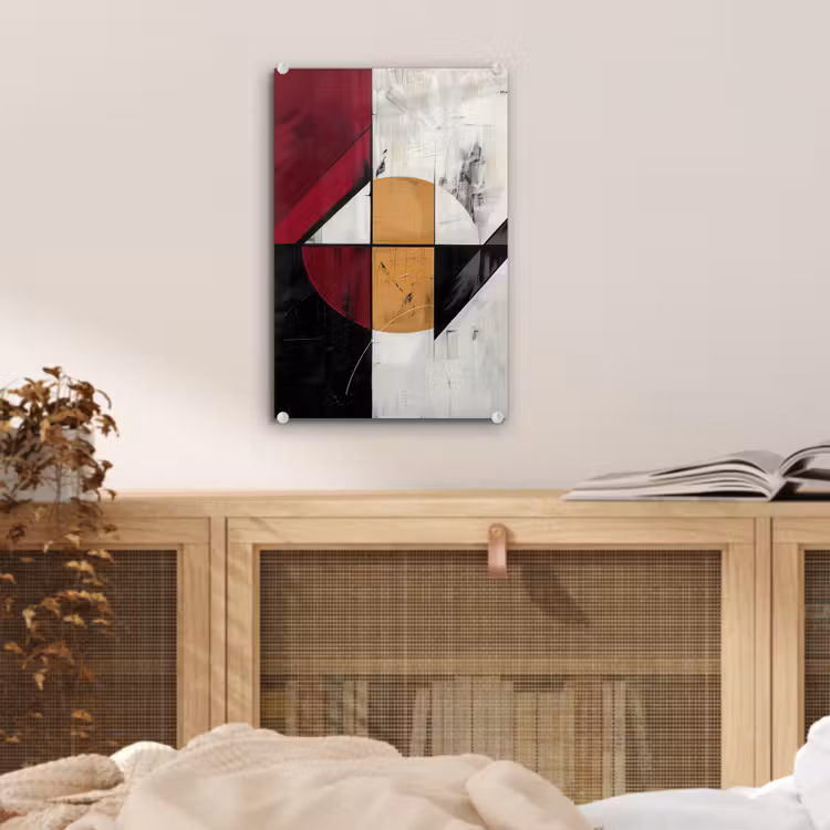 Glas schilderij - Modern - Abstract - Geometrisch - Rood - Industrieel — 5