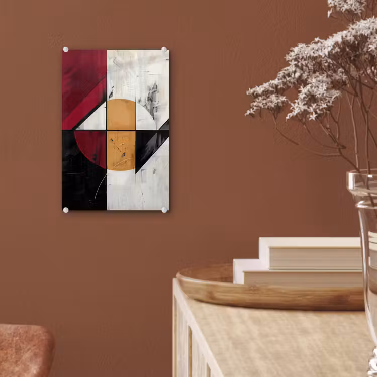 Glas schilderij - Modern - Abstract - Geometrisch - Rood - Industrieel — 6