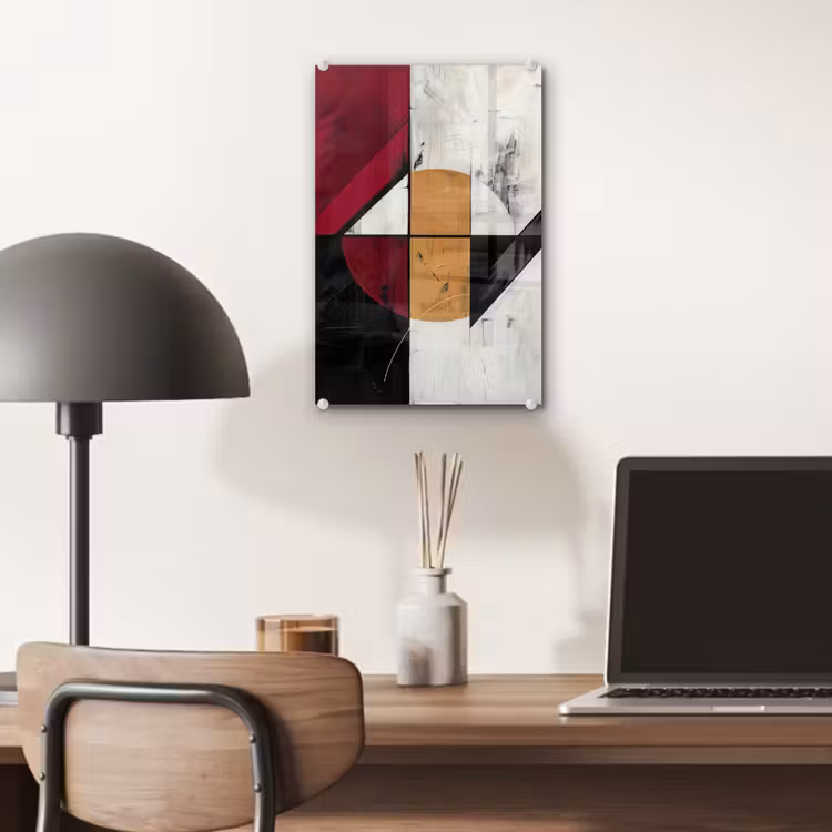 Glas schilderij - Modern - Abstract - Geometrisch - Rood - Industrieel — 7