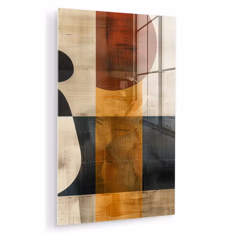 Glas schilderij - Modern - Kunst - Beige - Industrieel — 1