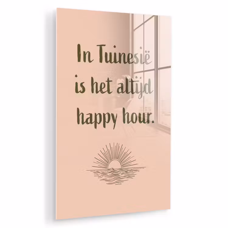 Glas schilderij - Tuin - Roze - Quote - Zon — 1