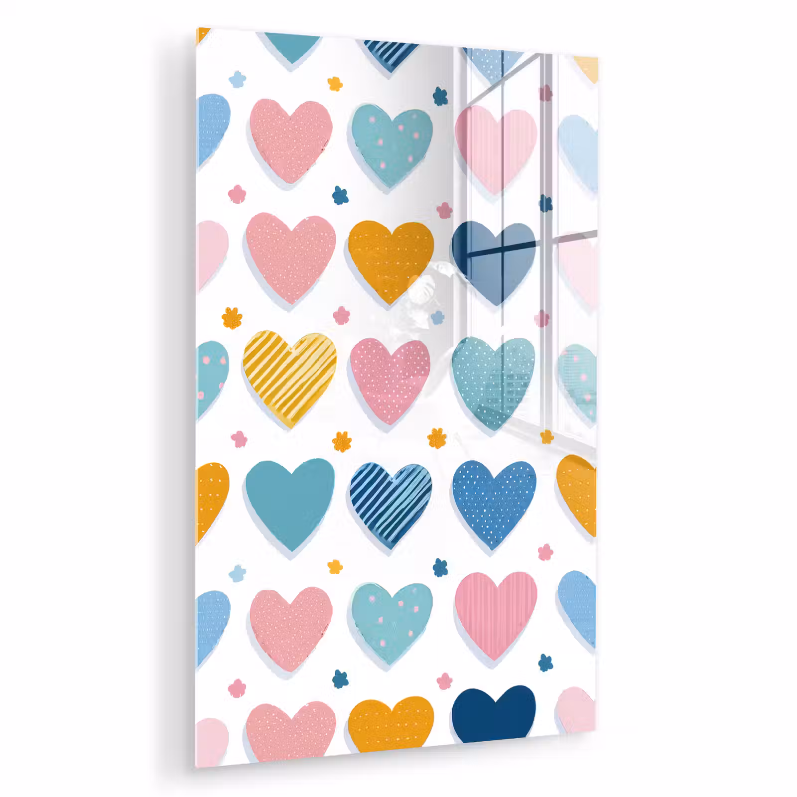 Glas schilderij - Hartjes - Pastel - Patroon — 1
