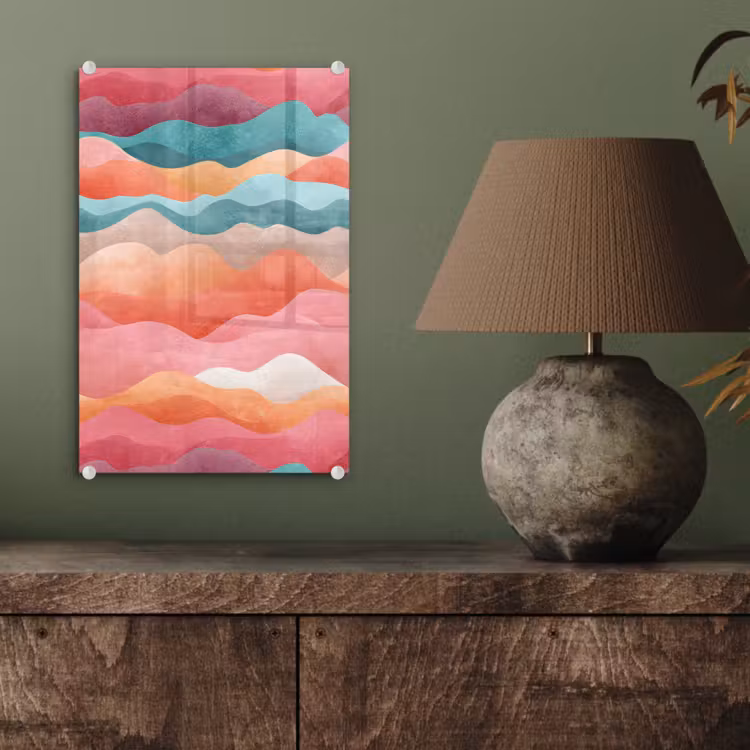 Glas schilderij - Golven - Kleurrijk - Abstract — 4