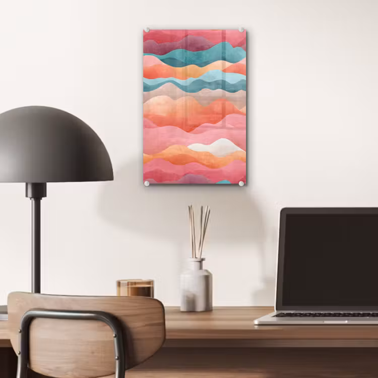 Glas schilderij - Golven - Kleurrijk - Abstract — 7
