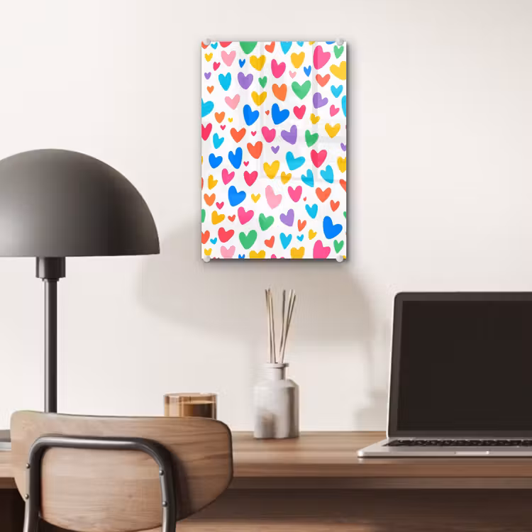 Glas schilderij - Hartjes - Kleurrijk - Patroon - Levendig — 7