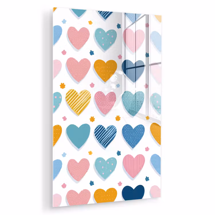 Glas schilderij - Hartjes - Pastel - Patroon — 1