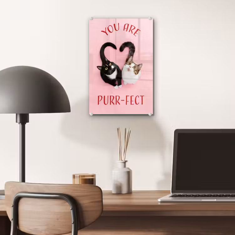 Glas schilderij - Kat - Hart - Tekst - Valentijn — 7