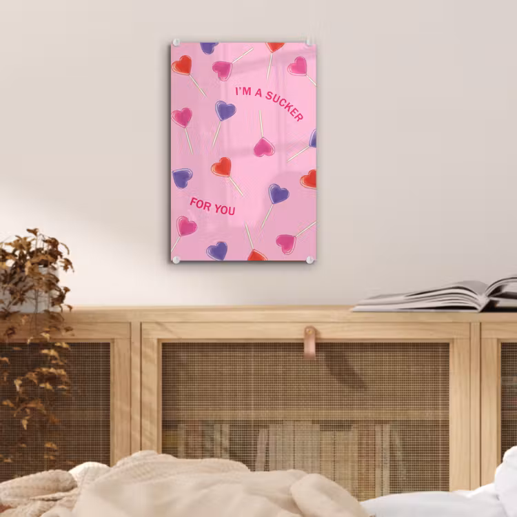 Glas schilderij - Lolly - Valentijn - Illustratie - Snoep — 5