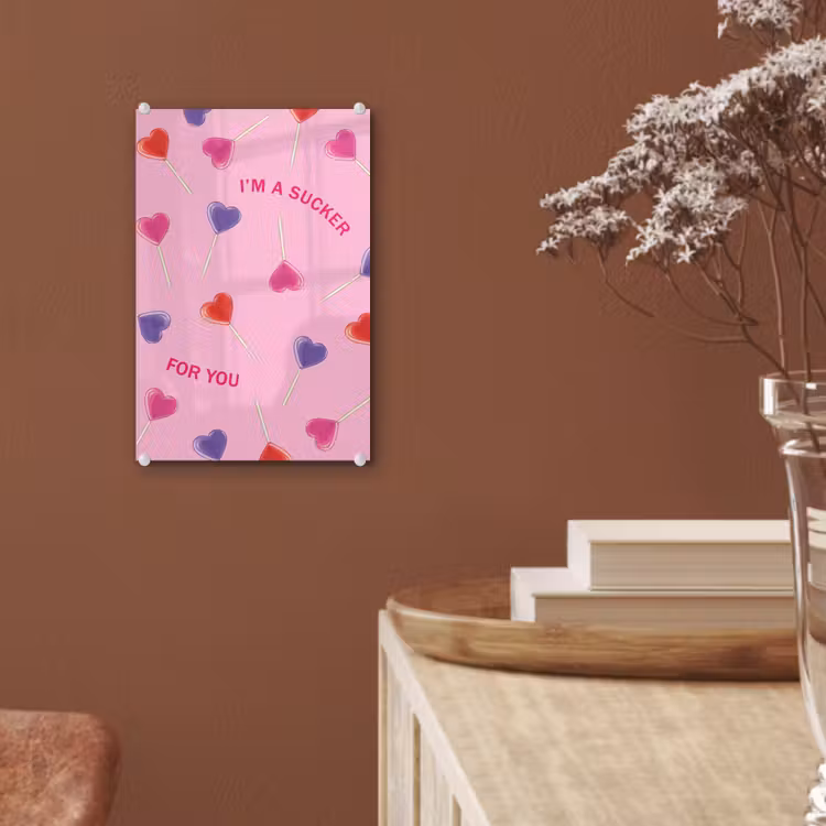 Glas schilderij - Lolly - Valentijn - Illustratie - Snoep — 6