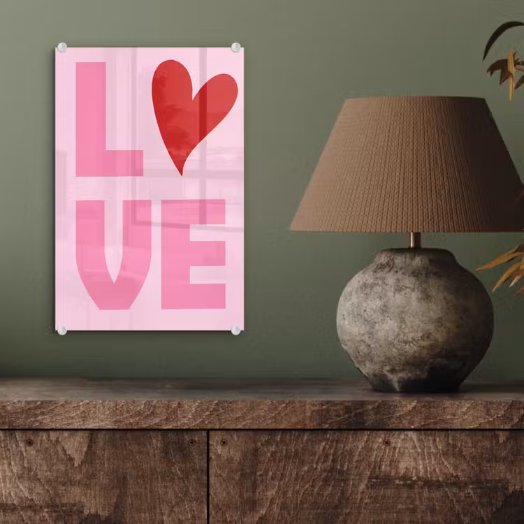 Glas schilderij - Love - Roze - Hart - Valentijn — 4