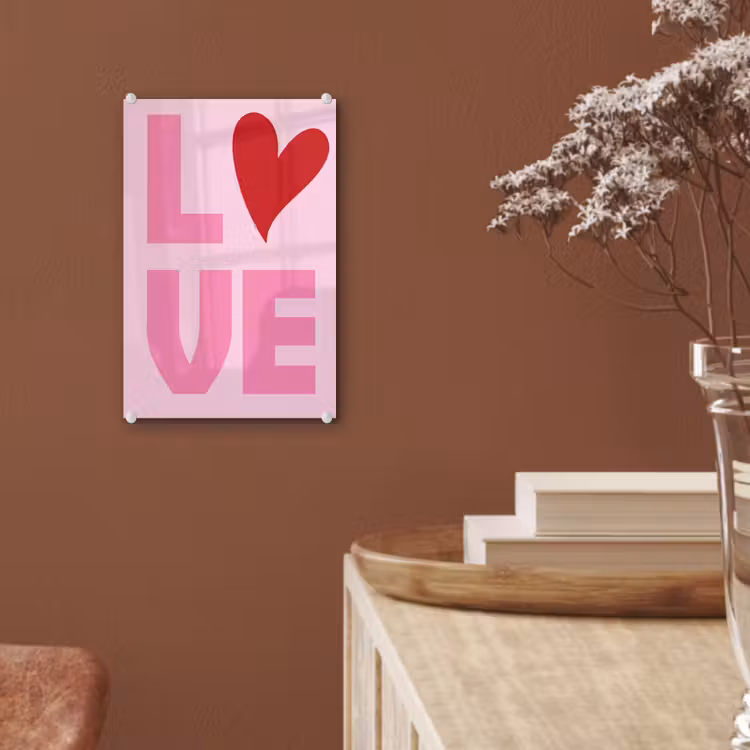 Glas schilderij - Love - Roze - Hart - Valentijn — 6