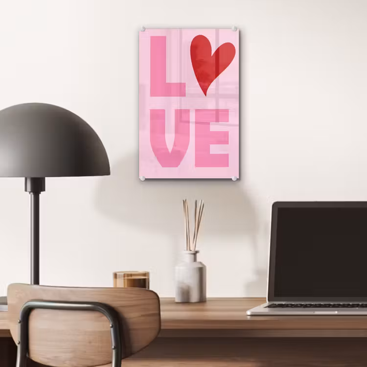Glas schilderij - Love - Roze - Hart - Valentijn — 7