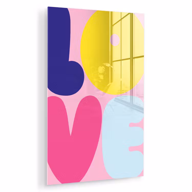 Glas schilderij - Love - Valentijn - Kleurrijk — 1