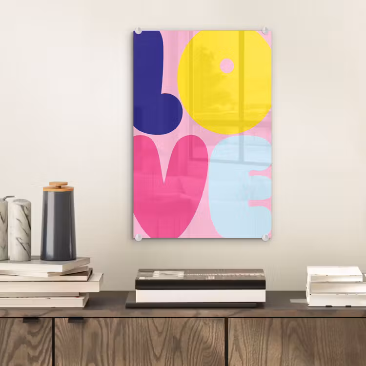 Glas schilderij - Love - Valentijn - Kleurrijk — 2