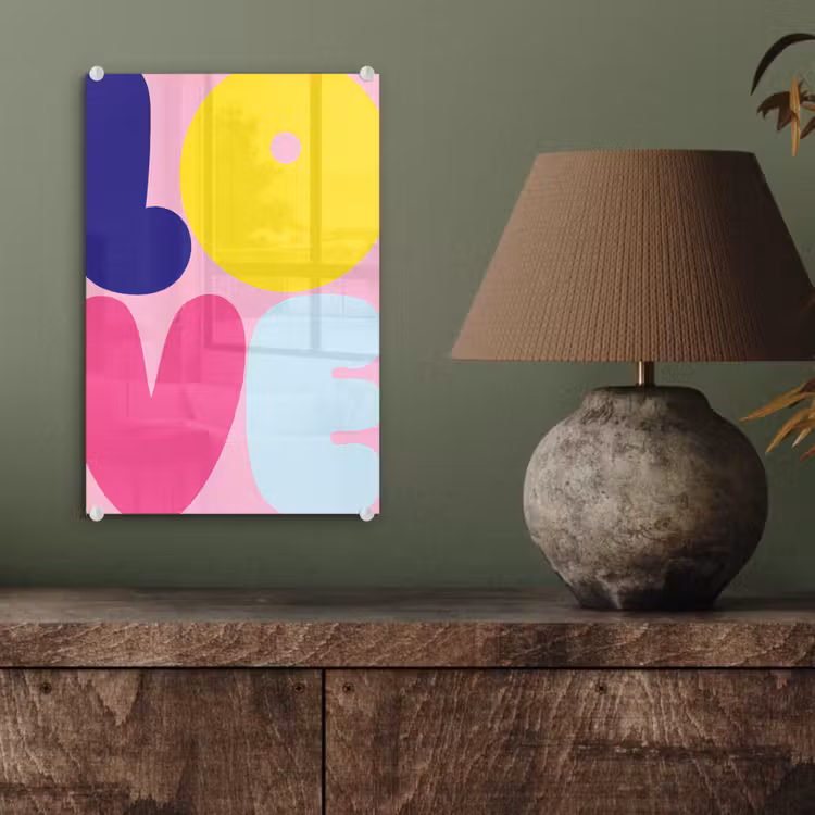 Glas schilderij - Love - Valentijn - Kleurrijk — 4