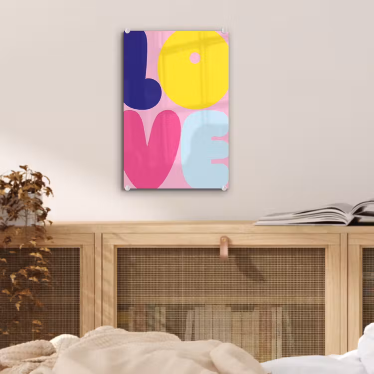 Glas schilderij - Love - Valentijn - Kleurrijk — 5