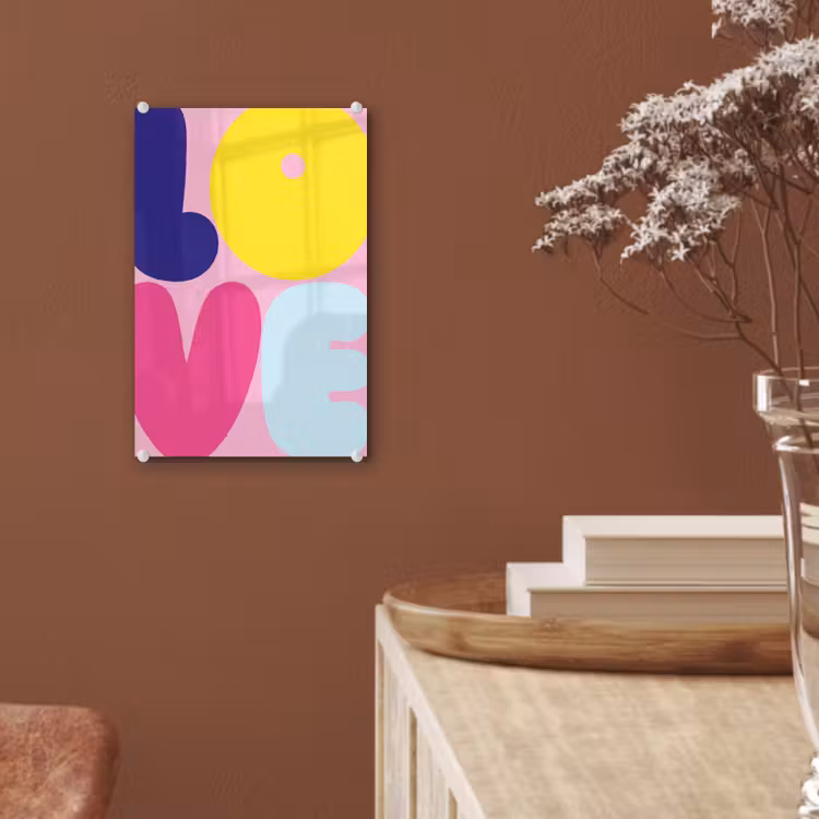 Glas schilderij - Love - Valentijn - Kleurrijk — 6