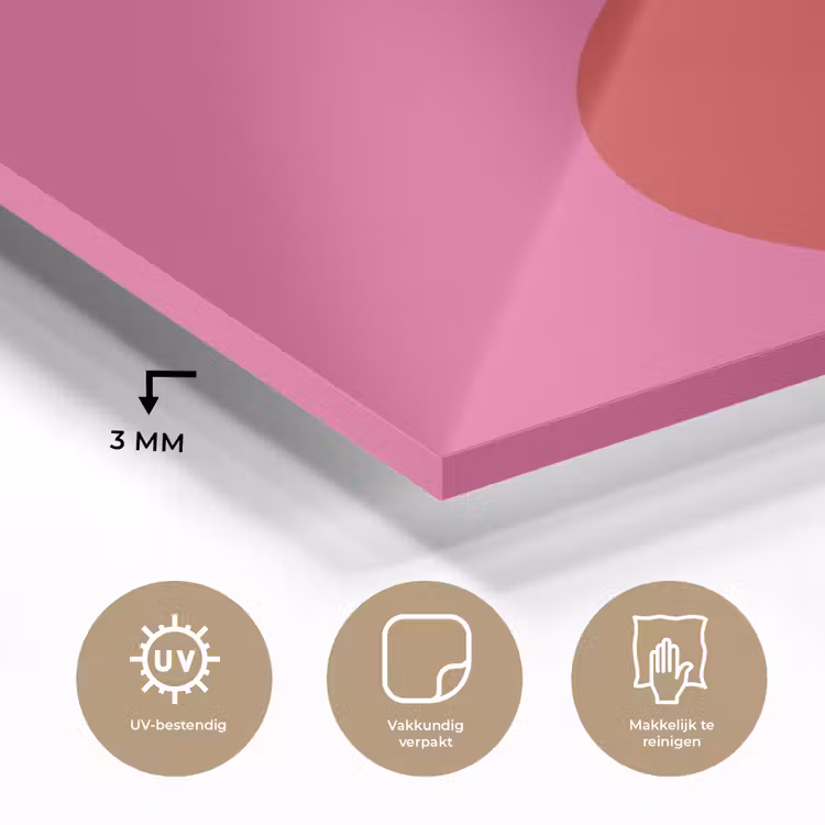 Glas schilderij - Minimalistisch - Rood - Roze - Hartjes — 3