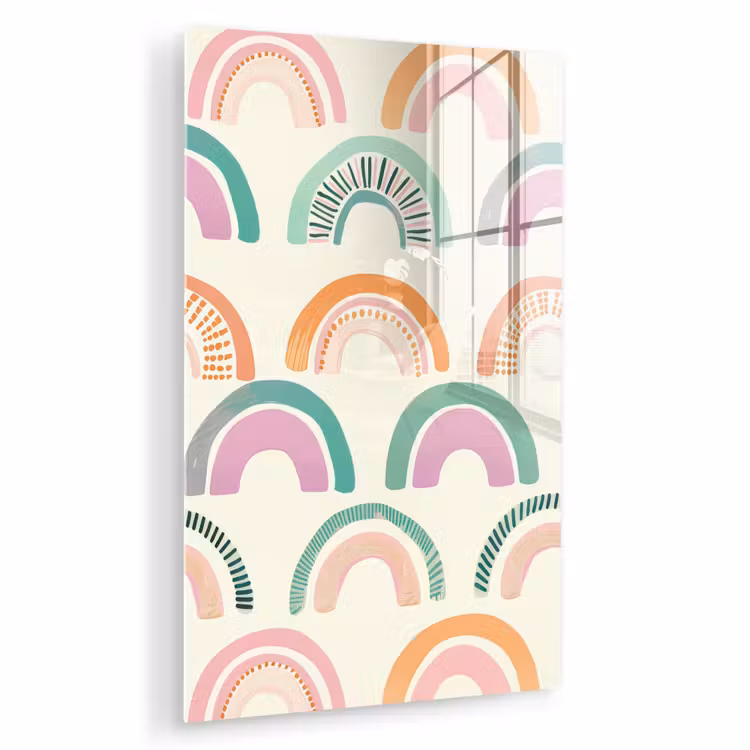 Glas schilderij - Regenboog - Pastel - Patroon — 1