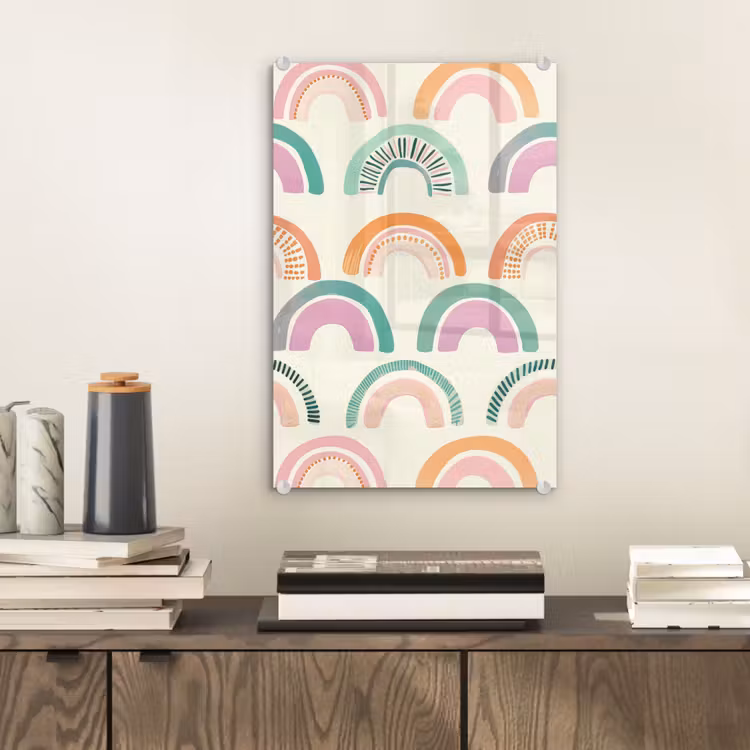 Glas schilderij - Regenboog - Pastel - Patroon — 2