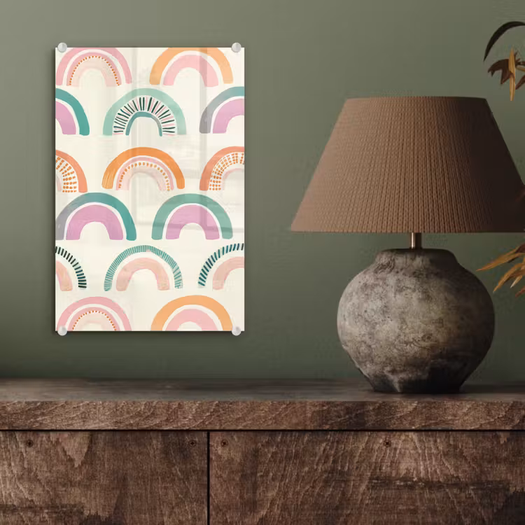 Glas schilderij - Regenboog - Pastel - Patroon — 4