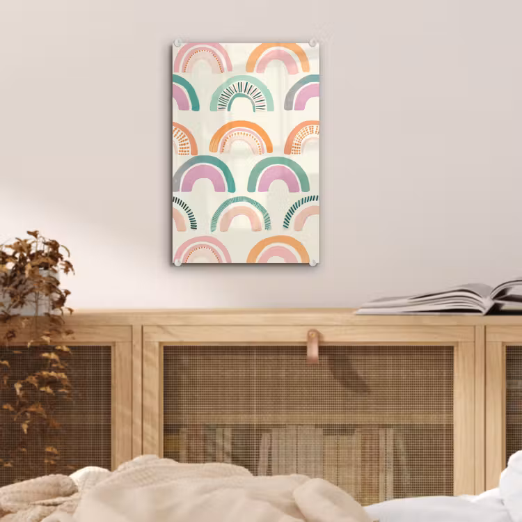 Glas schilderij - Regenboog - Pastel - Patroon — 5