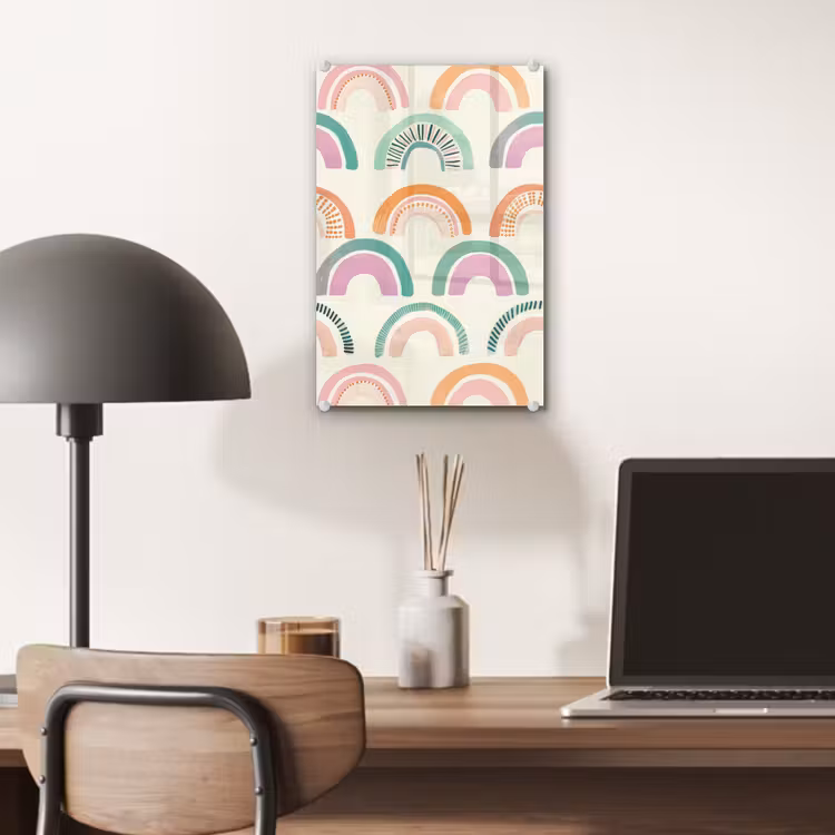 Glas schilderij - Regenboog - Pastel - Patroon — 7