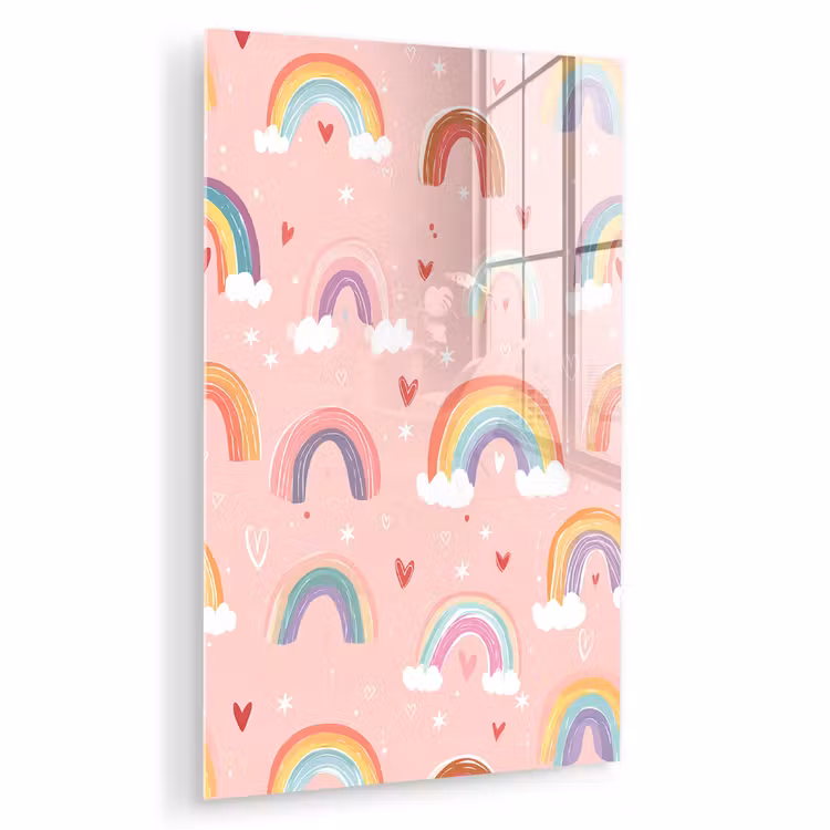 Glas schilderij - Regenboog - Patroon - Pastel — 1