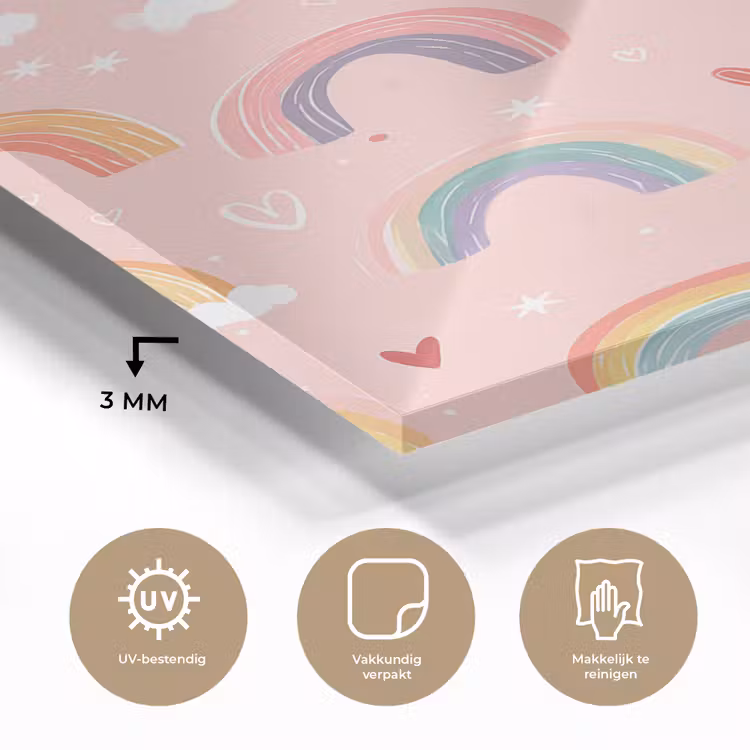 Glas schilderij - Regenboog - Patroon - Pastel — 3