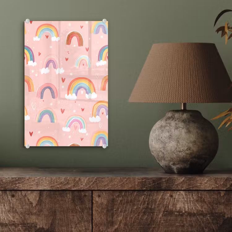 Glas schilderij - Regenboog - Patroon - Pastel — 4