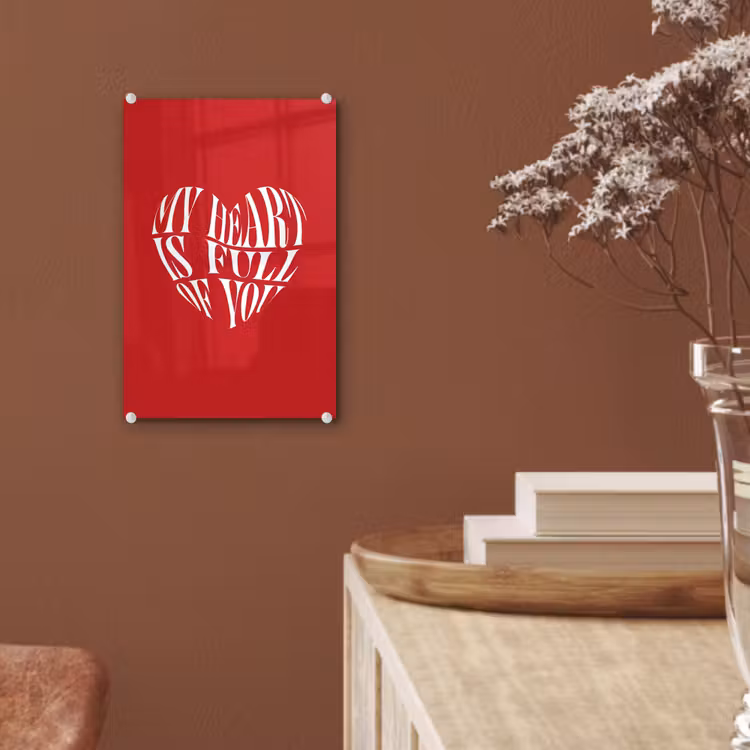 Glas schilderij - Rood - Hart- Tekst - Valentijn — 6
