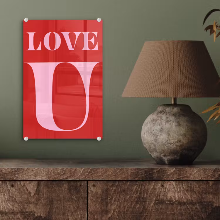 Glas schilderij - Rood - Love - Valentijn - Roze — 4
