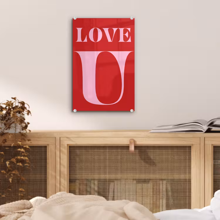 Glas schilderij - Rood - Love - Valentijn - Roze — 5