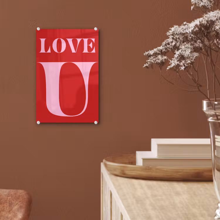 Glas schilderij - Rood - Love - Valentijn - Roze — 6