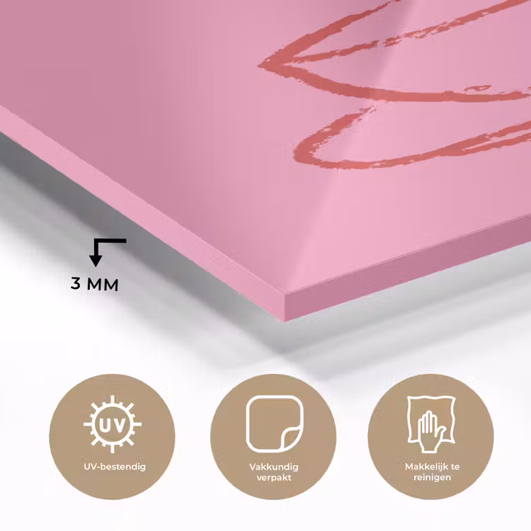 Glas schilderij - Thee - Roze - Valentijn - Tekst — 3